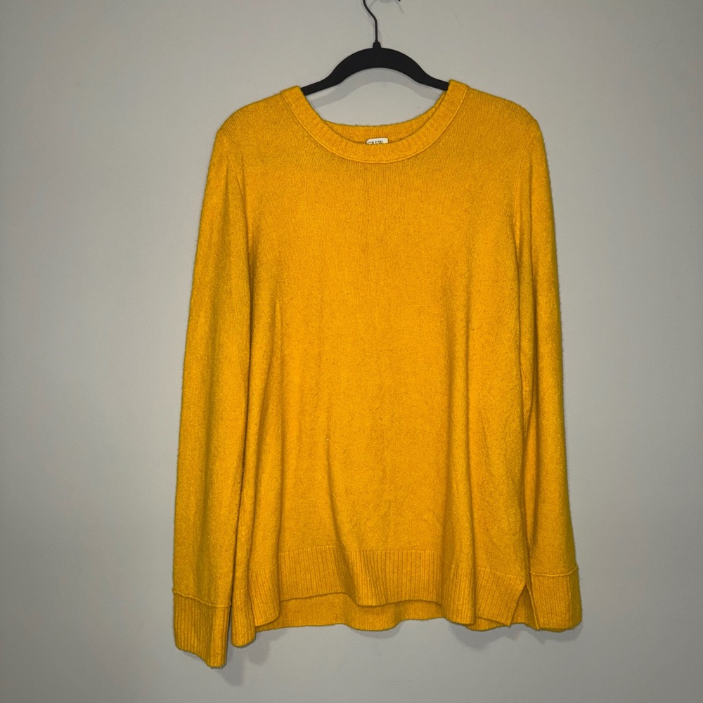 J.Crew Womens Crewneck Sweater Golden Yellow Knit Long Sleeve Size L